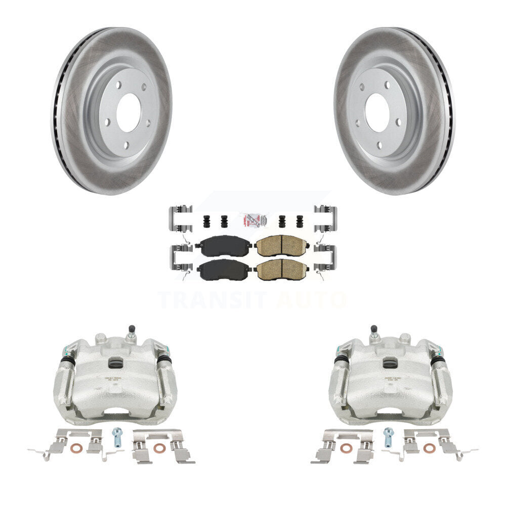 Front Disc Brake Caliper Coated Rotors And Ceramic Pads Kit For Nissan Juke KCG-100202N by Transit Auto