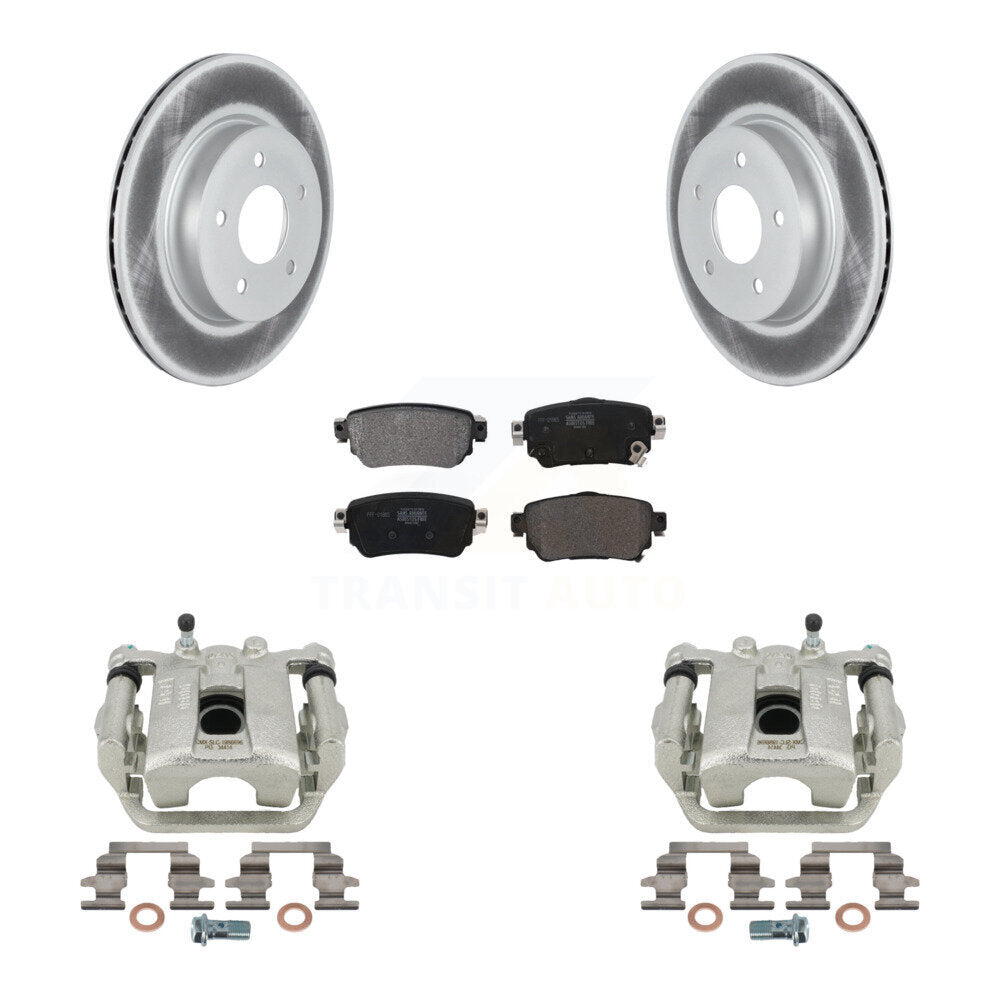 Rear Disc Brake Caliper Coated Rotors And Semi-Metallic Pads Kit For 2018-2019 Nissan Rogue FULL HYBRID EV-GAS (FHEV) engine With Electric Parking KCG-100203P by Transit Auto