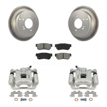 Rear Disc Brake Caliper Coat Rotors Semi-Metallic Pad Kit For 2001-2006 Hyundai Santa Fe KCG-100203S