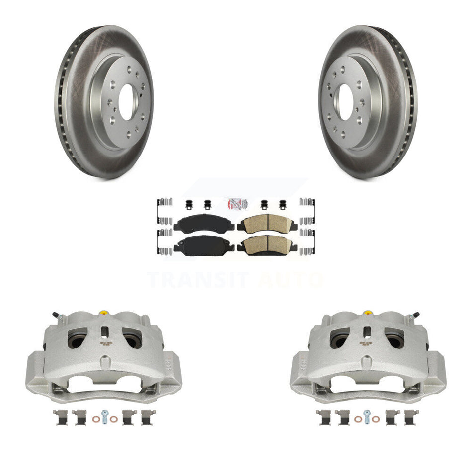 Front Disc Brake Caliper Coated Rotor And Ceramic Pad Kit For 2016 Chevrolet Suburban HD KCG-100206N