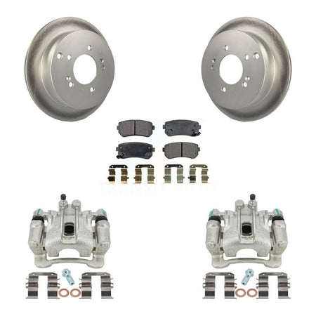 Rear Disc Brake Caliper Coated Rotors And Semi-Metallic Pads Kit For Hyundai Tucson Kia Sportage AWD KCG-100206P by Transit Auto