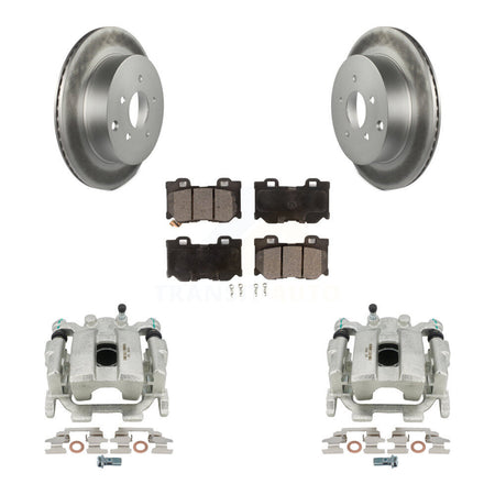 Rear Disc Brake Caliper Coated Rotors And Ceramic Pads Kit For 2015 INFINITI Q50 Hybrid KCG-100206T by Transit Auto