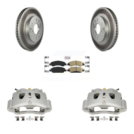 Front Disc Brake Caliper Coated Rotor And Ceramic Pad Kit For 2016 Chevrolet Suburban HD KCG-100207N