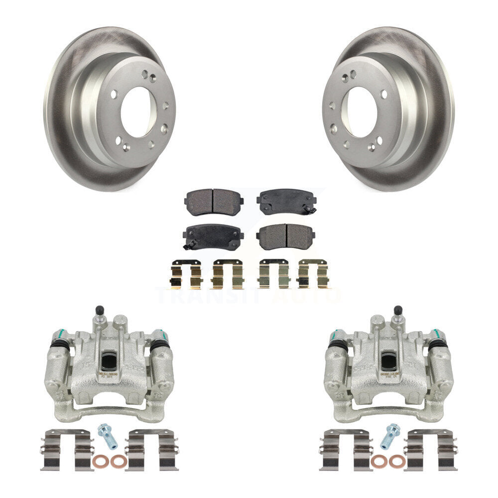 Rear Disc Brake Caliper Coated Rotors And Semi-Metallic Pads Kit For Hyundai Tucson Kia Sportage FWD KCG-100207P by Transit Auto