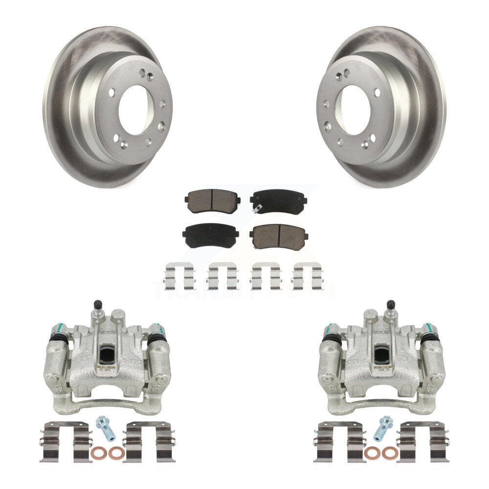 Rear Disc Brake Caliper Coated Rotors And Ceramic Pads Kit For Hyundai Tucson Kia Sportage FWD KCG-100208C by Transit Auto