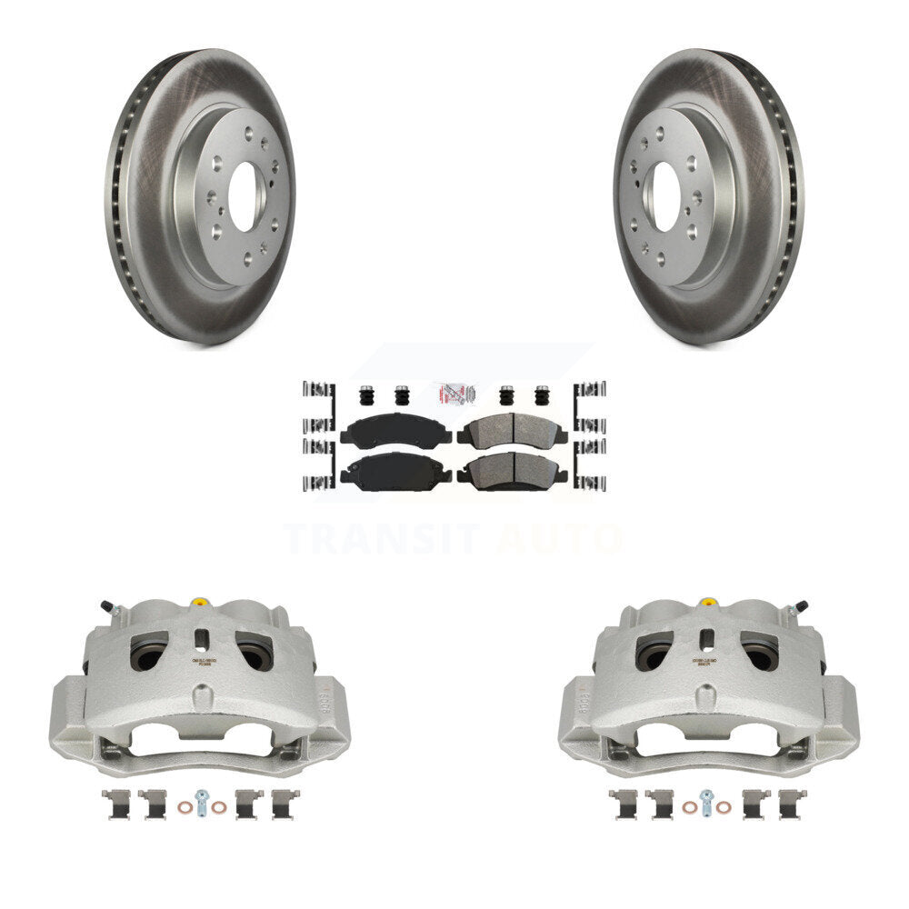 Front Disc Brake Caliper Coat Rotor Semi-Metallic Pad Kit For 2016 Chevrolet Suburban HD KCG-100208N