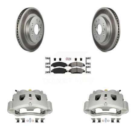 Front Disc Brake Caliper Coat Rotor Semi-Metallic Pad Kit For 2016 Chevrolet Suburban HD KCG-100208N