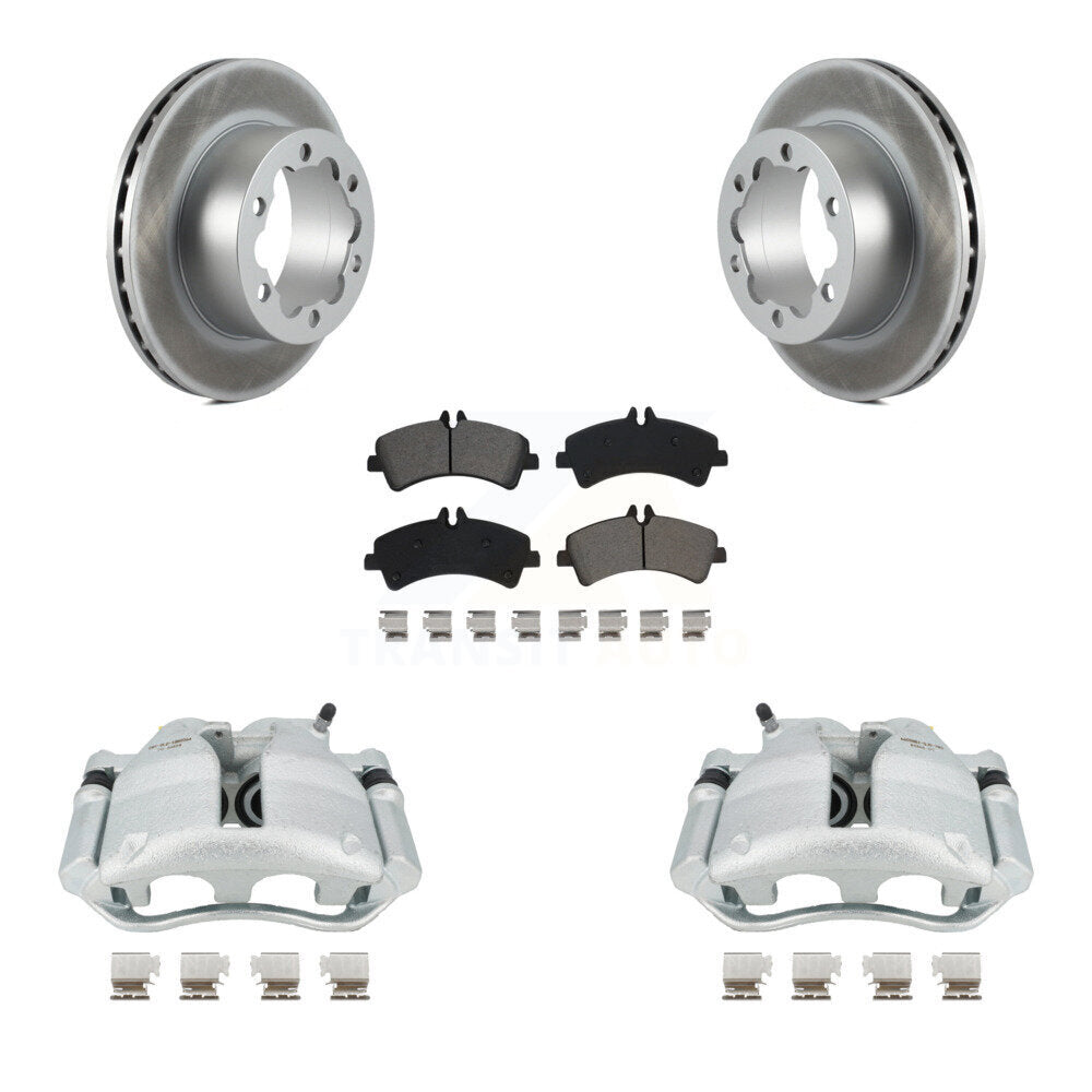 Rear Disc Brake Caliper Coated Rotors And Semi-Metallic Pads Kit For Sprinter 3500 Mercedes-Benz Dodge Freightliner KCG-100208S by Transit Auto