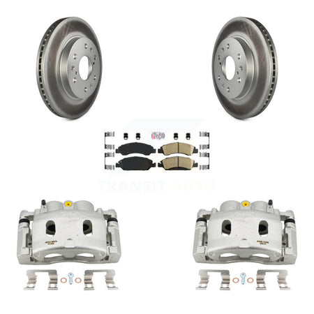 Front Brake Caliper Coat Rotor & Ceramic Pad Kit For GMC Sierra 1500 Chevrolet Silverado KCG-100209N