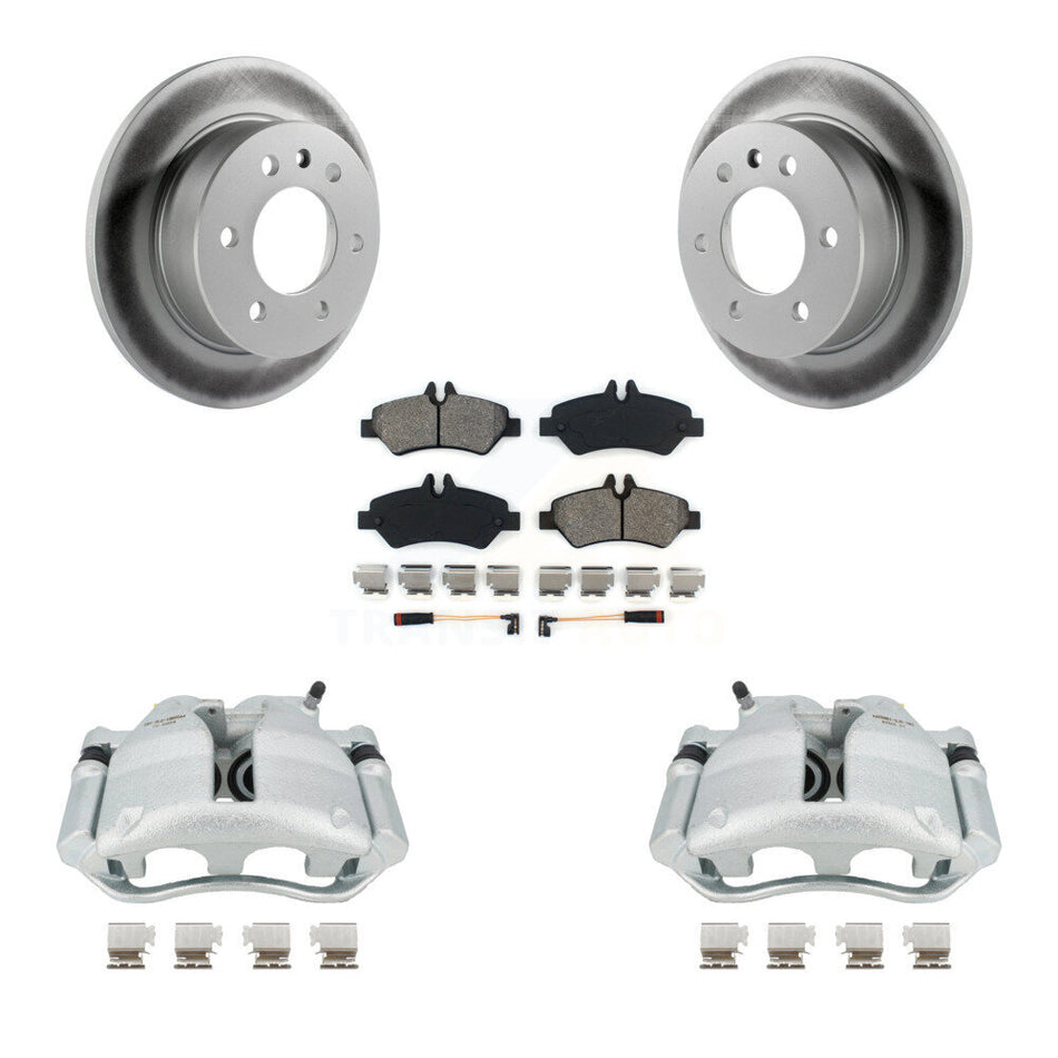 Rear Disc Brake Caliper Coated Rotors And Semi-Metallic Pads Kit For Sprinter 3500 Dodge Freightliner KCG-100209S by Transit Auto