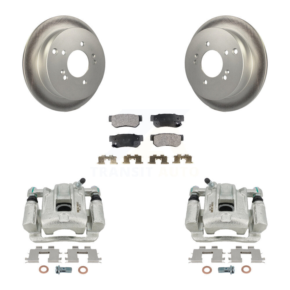 Rear Disc Brake Caliper Coat Rotors Semi-Metallic Pad Kit For 2001-2006 Hyundai Santa Fe KCG-100210P