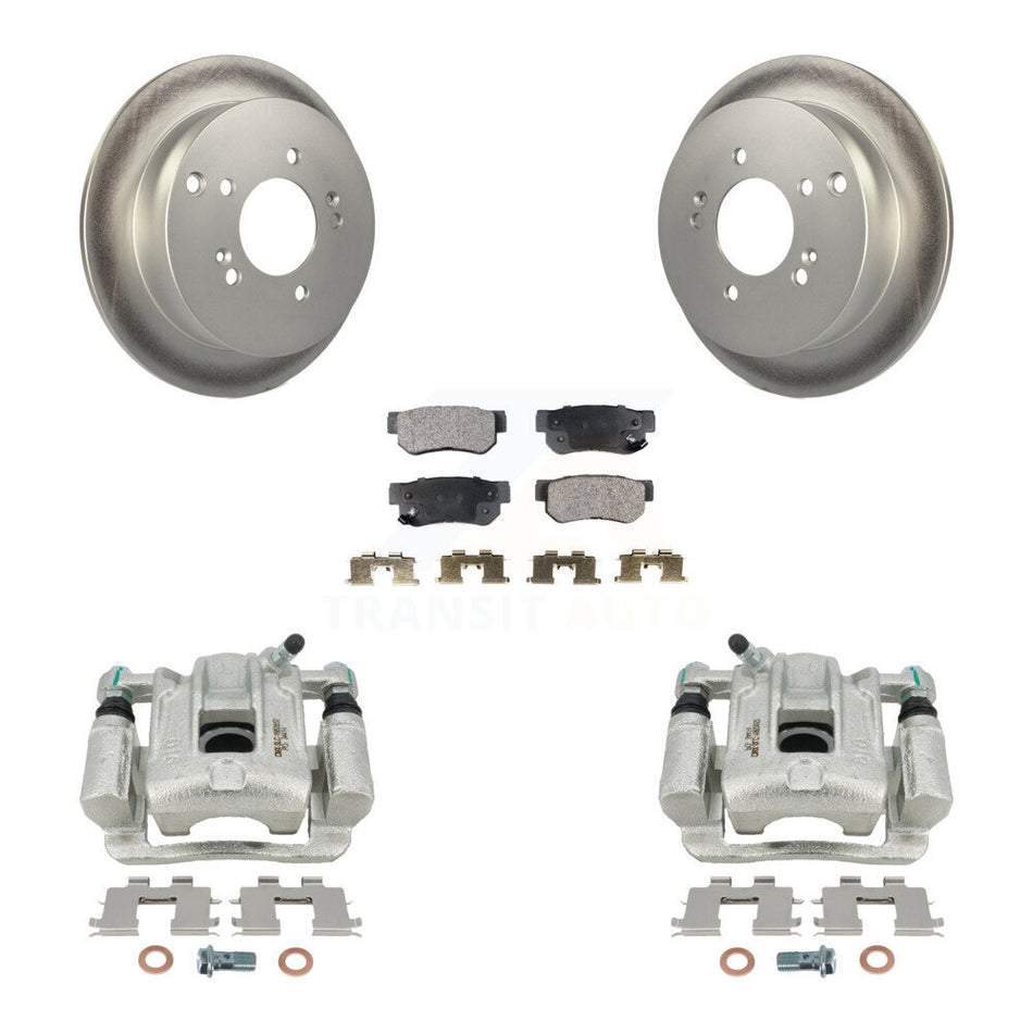 Rear Disc Brake Caliper Coat Rotors Semi-Metallic Pad Kit For 2001-2006 Hyundai Santa Fe KCG-100210P