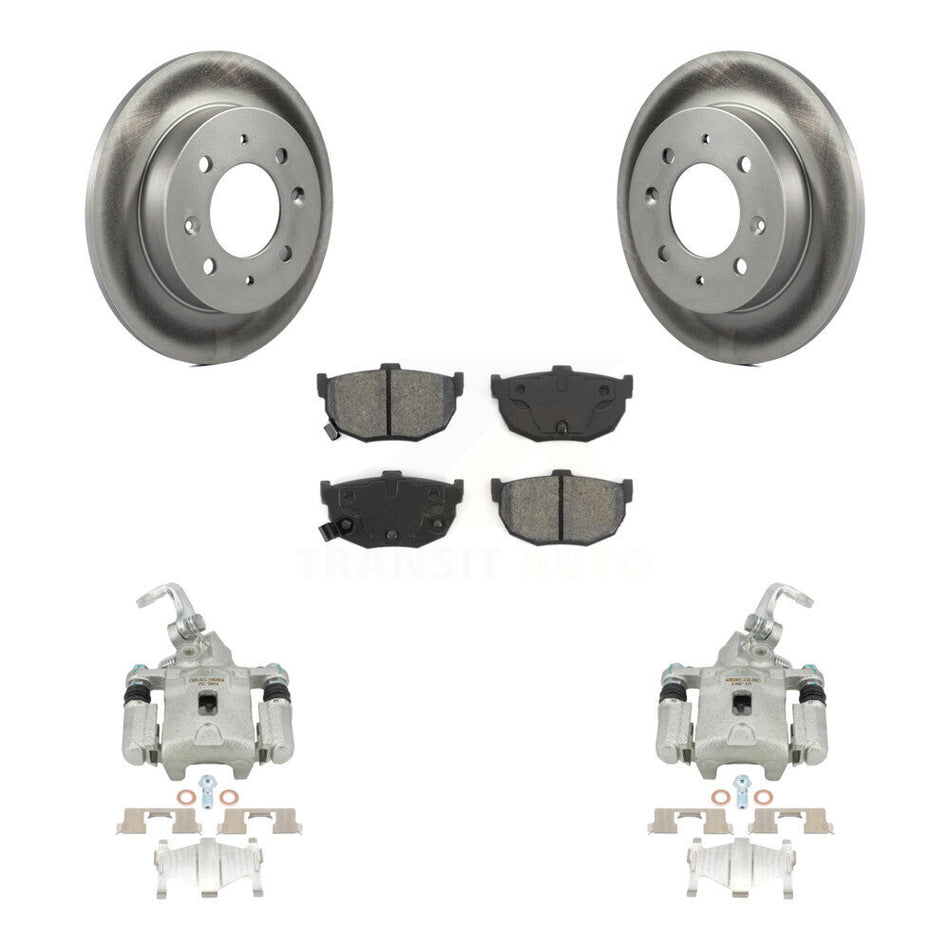 Rear Disc Brake Caliper Coated Rotors And Semi-Metallic Pads Kit For Kia Spectra Spectra5 KCG-100210S by Transit Auto