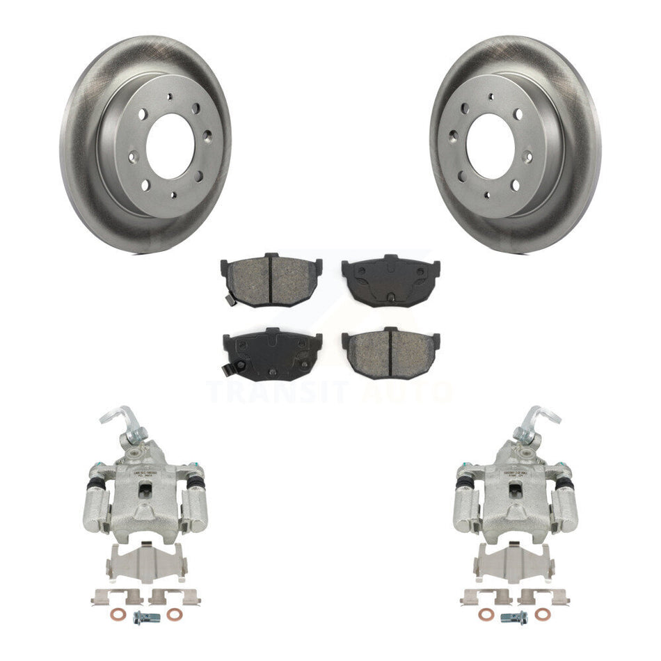 Rear Disc Brake Caliper Coated Rotors And Semi-Metallic Pads Kit For Kia Spectra Spectra5 KCG-100211S by Transit Auto