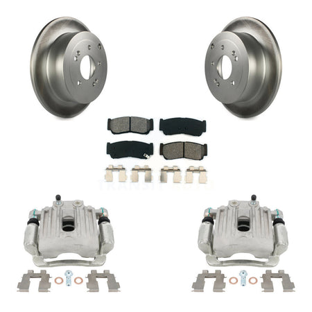 Rear Disc Brake Caliper Coated Rotors And Semi-Metallic Pads Kit For 2007-2009 Hyundai Santa Fe KCG-100214S by Transit Auto