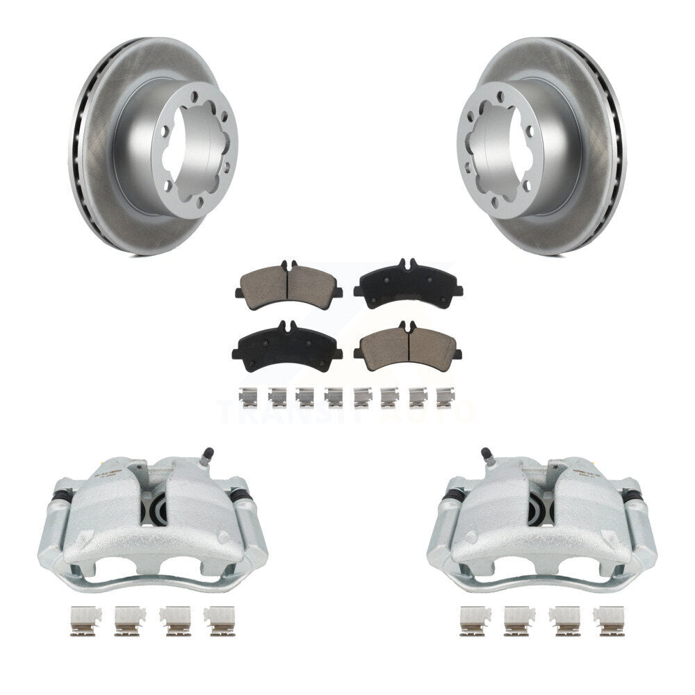 Rear Disc Brake Caliper Coated Rotors And Ceramic Pads Kit For Sprinter 3500 Mercedes-Benz Dodge Freightliner KCG-100216C by Transit Auto