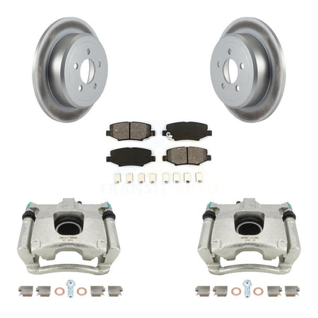 Rear Disc Brake Caliper Coated Rotors And Semi-Metallic Pads Kit For Jeep Liberty Dodge Nitro KCG-100216S by Transit Auto