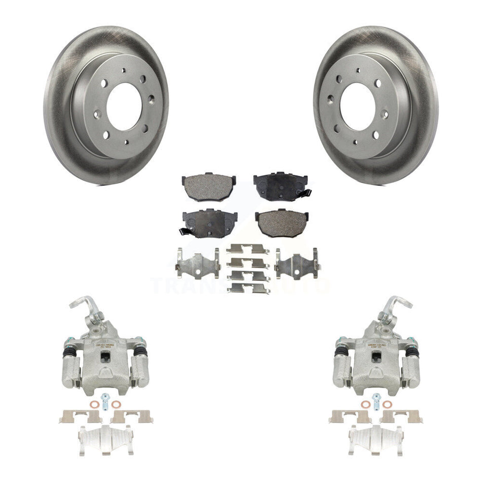 Rear Disc Brake Caliper Coated Rotors And Semi-Metallic Pads Kit For Kia Spectra Spectra5 KCG-100217P by Transit Auto