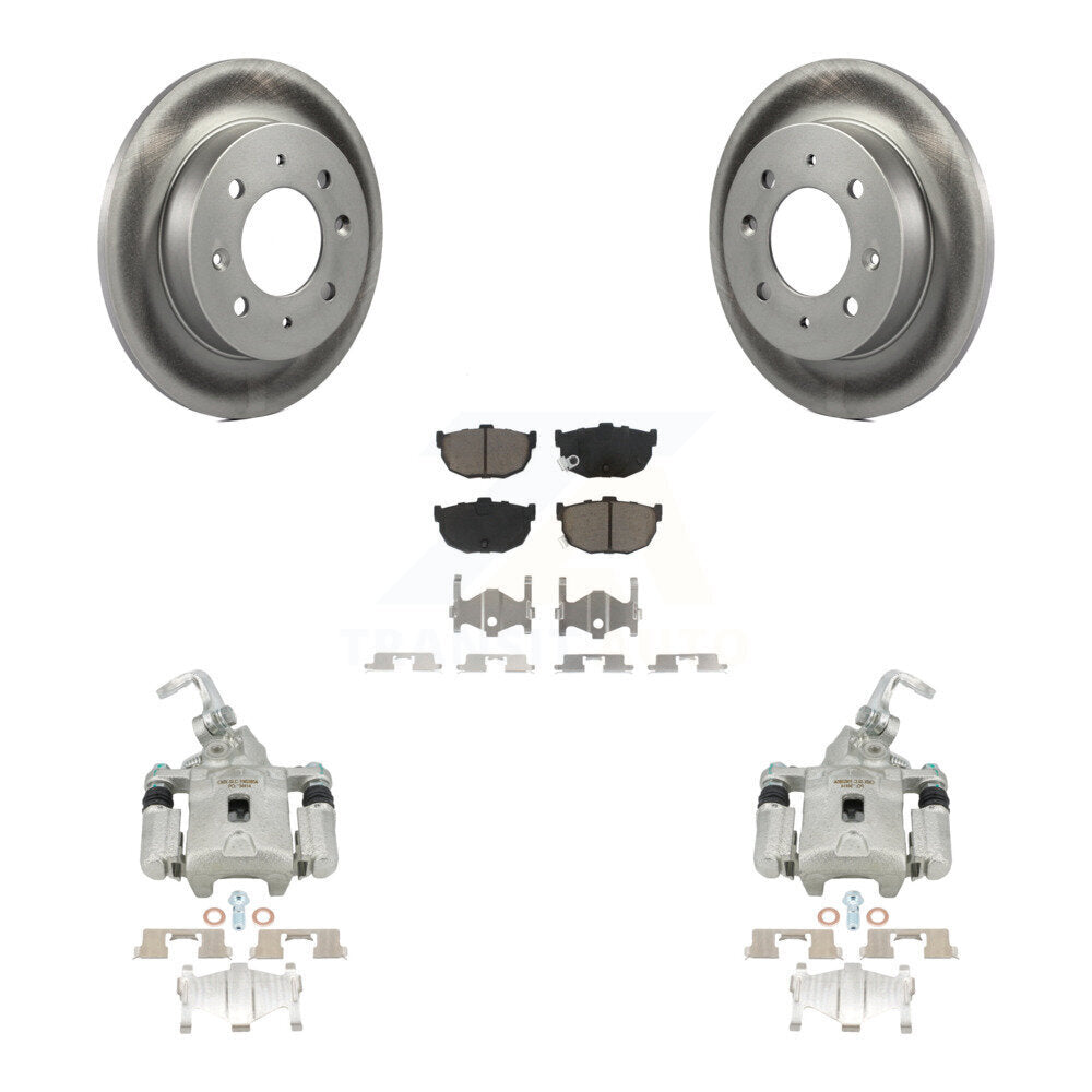 Rear Disc Brake Caliper Coated Rotors And Ceramic Pads Kit For Kia Spectra Spectra5 KCG-100218C by Transit Auto