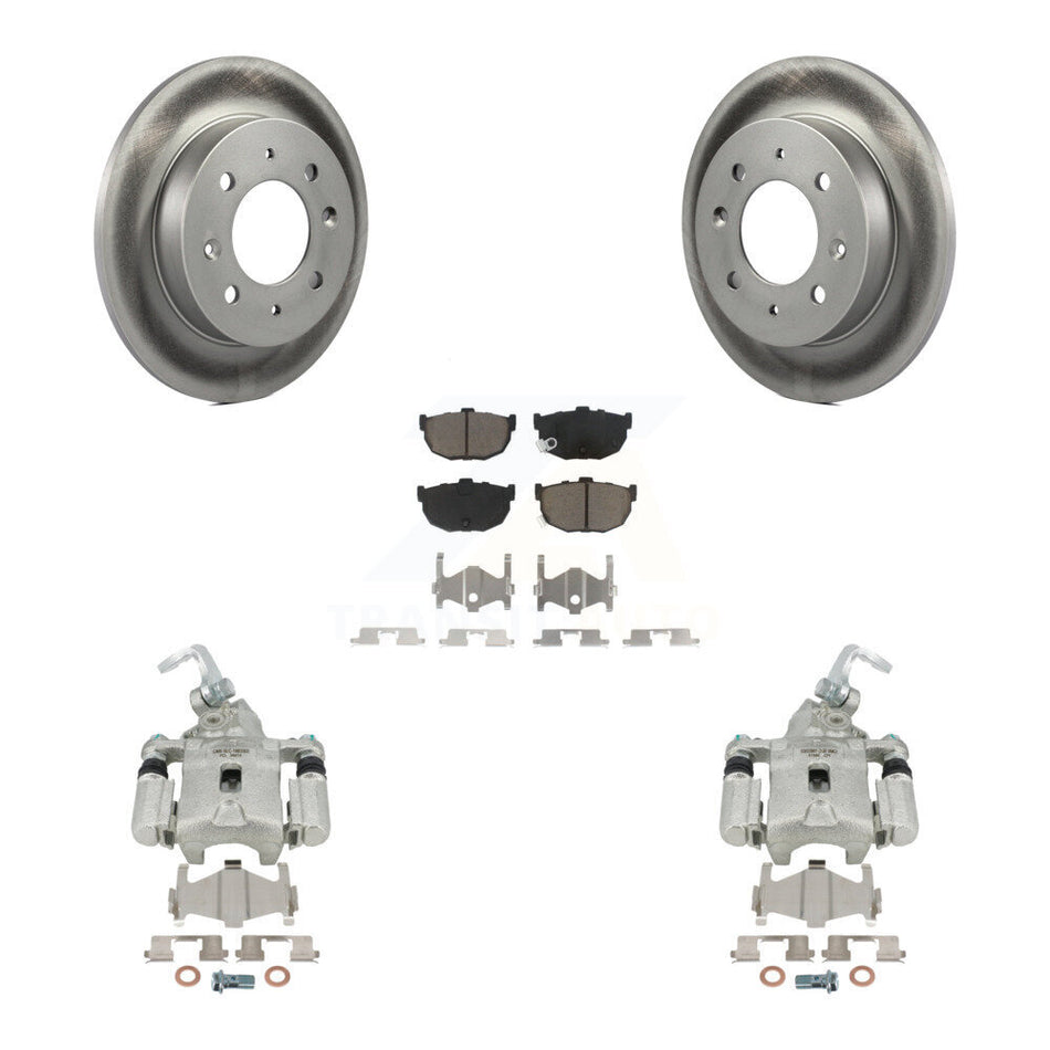 Rear Disc Brake Caliper Coated Rotors And Ceramic Pads Kit For Kia Spectra Spectra5 KCG-100219C by Transit Auto