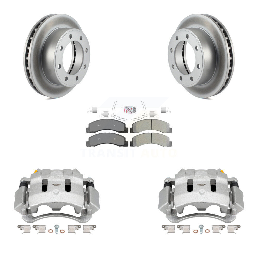 Front Brake Caliper Coat Rotor And Semi-Metallic Pad Kit For Ford F-350 Super Duty F-250 KCG-100220N