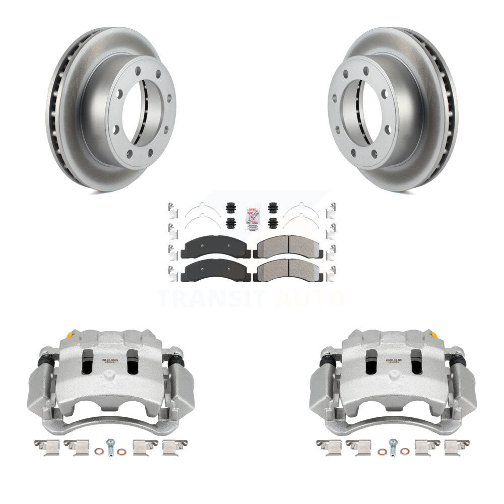 Front Brake Caliper Coat Rotor And Semi-Metallic Pad Kit For Ford F-350 Super Duty F-250 KCG-100221N