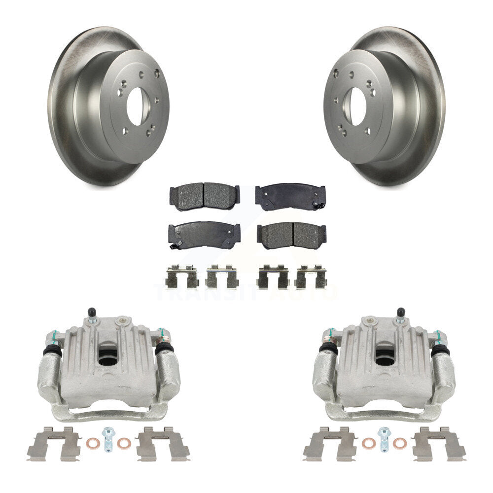 Rear Disc Brake Caliper Coated Rotors And Semi-Metallic Pads Kit For 2007-2009 Hyundai Santa Fe KCG-100221P by Transit Auto