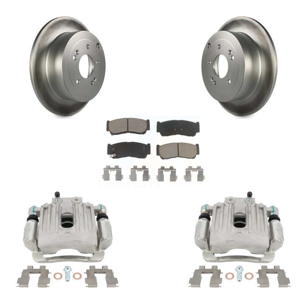 Rear Disc Brake Caliper Coated Rotors And Ceramic Pads Kit For 2007-2009 Hyundai Santa Fe KCG-100222C by Transit Auto