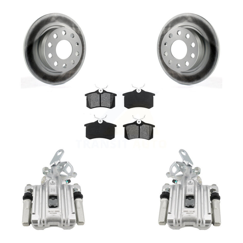 Rear Brake Caliper Coat Rotors Semi-Metallic Pad Kit For Volkswagen Jetta Beetle Audi A3 KCG-100222S