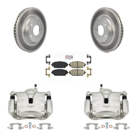 Front Disc Brake Caliper Coated Rotors And Ceramic Pads Kit For 2016-2018 Mazda CX-3 AWD KCG-100223N