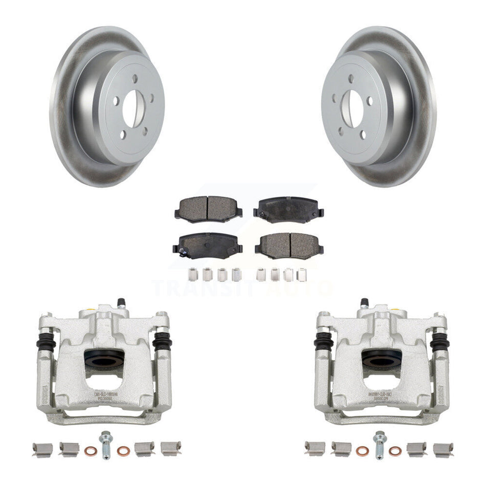Rear Disc Brake Caliper Coated Rotors And Semi-Metallic Pads Kit For Jeep Liberty Dodge Nitro KCG-100223P