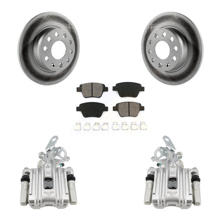 Rear Brake Caliper Coat Rotor And Semi-Metallic Pad Kit For Volkswagen Jetta Beetle Golf KCG-100223S