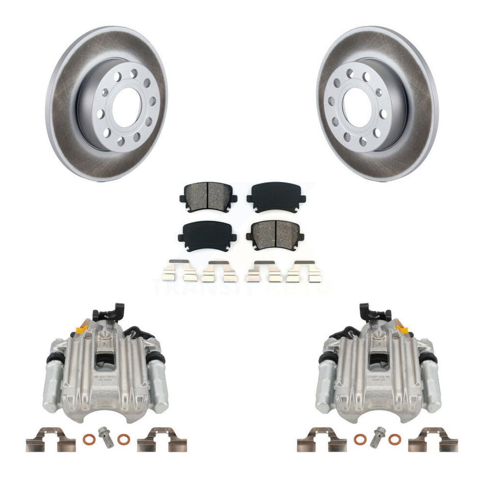Rear Disc Brake Caliper Coated Rotors And Semi-Metallic Pads Kit For Volkswagen Jetta With 260mm Diameter Rotor 7th 8th Digit Of VIN Is "1K" KCG-100225S