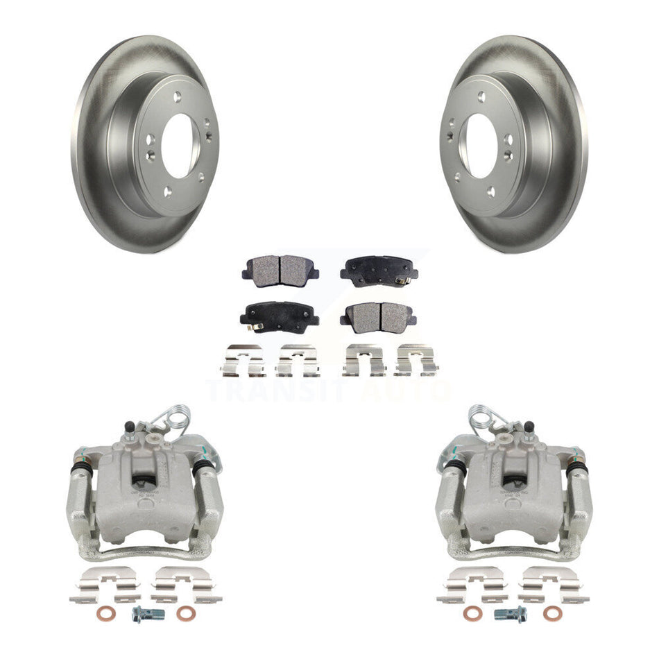 Rear Disc Brake Caliper Coated Rotors And Ceramic Pads Kit For Hyundai Elantra Coupe KCG-100225T by Transit Auto