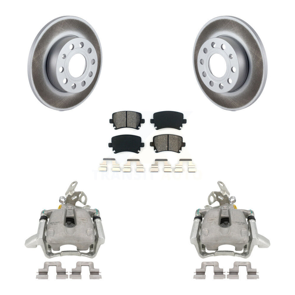Rear Disc Brake Caliper Coated Rotors And Semi-Metallic Pads Kit For Volkswagen Jetta Rabbit KCG-100226S