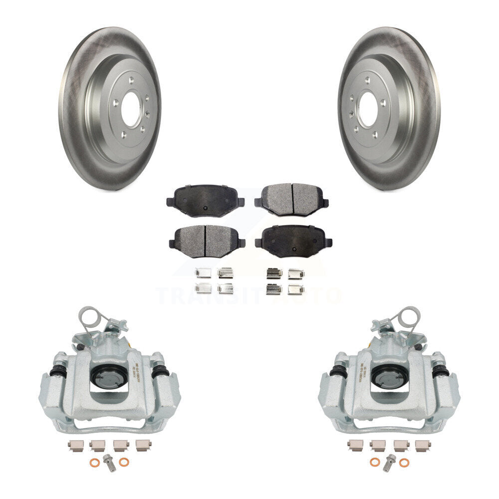 Rear Disc Brake Caliper Coated Rotors And Semi-Metallic Pads Kit For Ford Edge Lincoln MKX KCG-100227P by Transit Auto