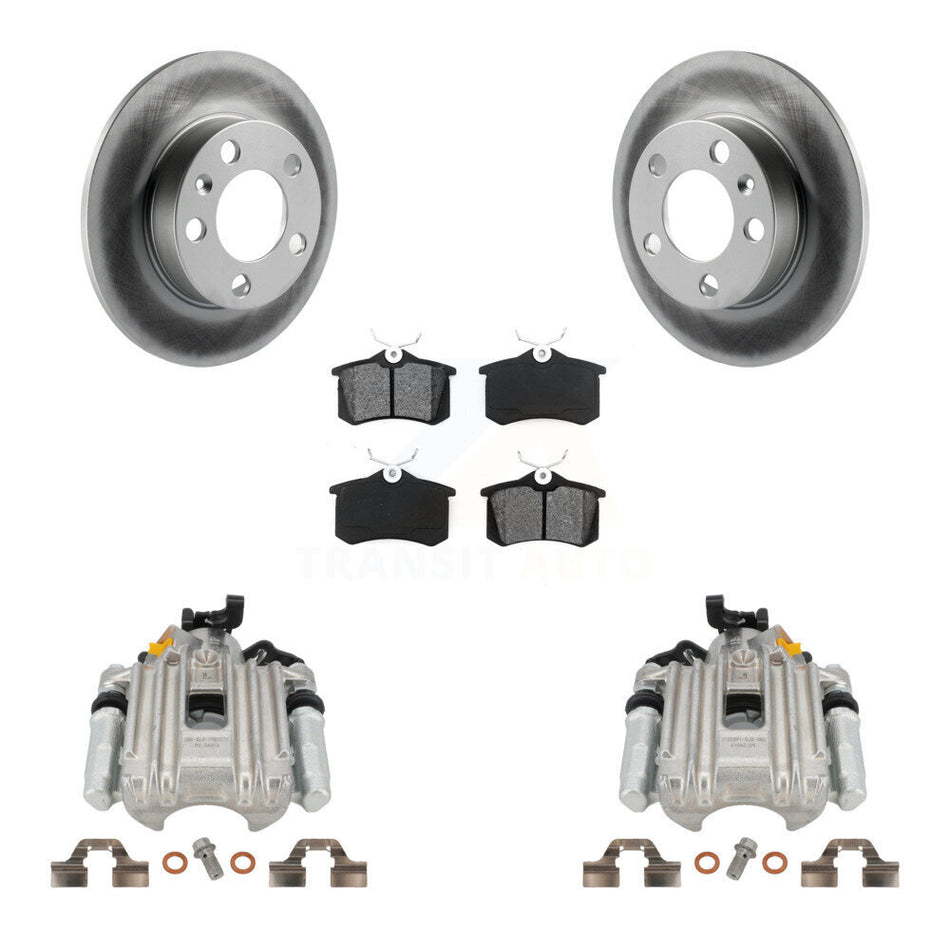 Rear Disc Brake Caliper Coated Rotors And Semi-Metallic Pads Kit For Volkswagen Jetta City KCG-100227S