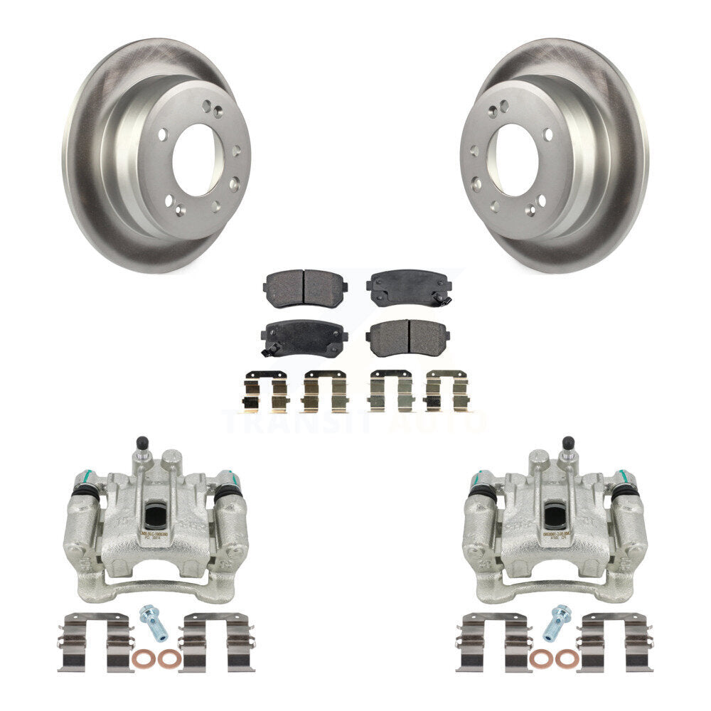 Rear Disc Brake Caliper Coated Rotors And Ceramic Pads Kit For Hyundai Tucson Kia Sportage FWD KCG-100227T by Transit Auto