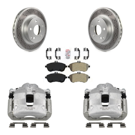 Front Disc Brake Caliper Coated Rotors And Semi-Metallic Pads Kit For Mercedes-Benz C250 KCG-100228N