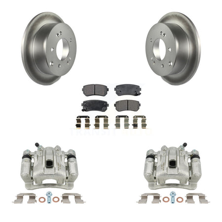 Rear Disc Brake Caliper Coated Rotors And Ceramic Pads Kit For Kia Forte Koup Forte5 KCG-100228T by Transit Auto