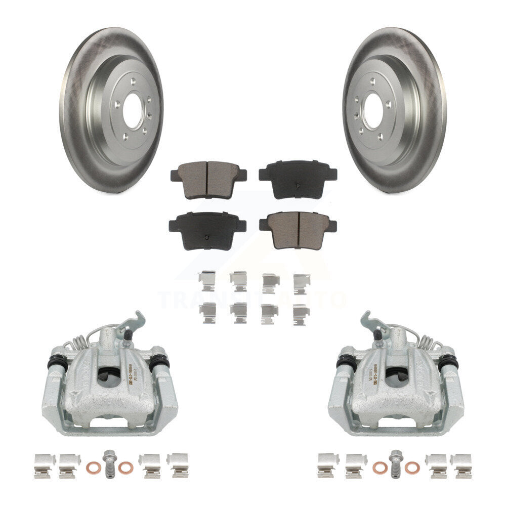 Rear Disc Brake Caliper Coated Rotors And Ceramic Pads Kit For Ford Five Hundred Freestyle Taurus Mercury Montego X Sable KCG-100229C by Transit Auto