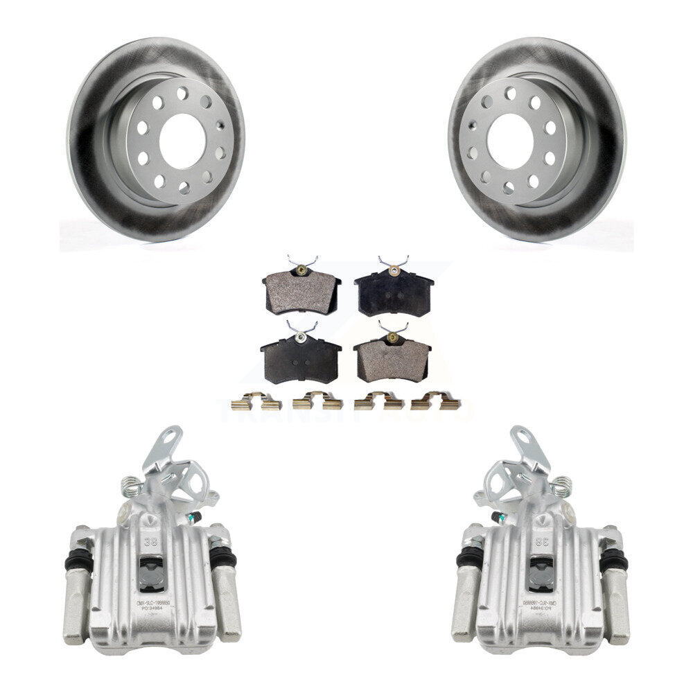 Rear Brake Caliper Coat Rotors Semi-Metallic Pad Kit For Volkswagen Jetta Beetle Audi A3 KCG-100230P