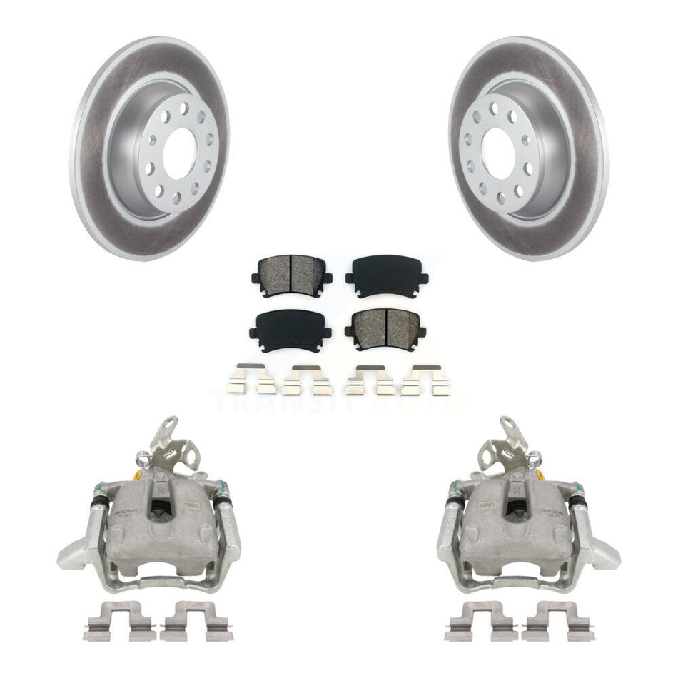 Rear Disc Brake Caliper Coated Rotors And Semi-Metallic Pads Kit For Volkswagen Jetta GTI Audi A3 Quattro KCG-100230S