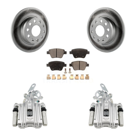Rear Brake Caliper Coat Rotor And Semi-Metallic Pad Kit For Volkswagen Jetta Beetle Golf KCG-100231P