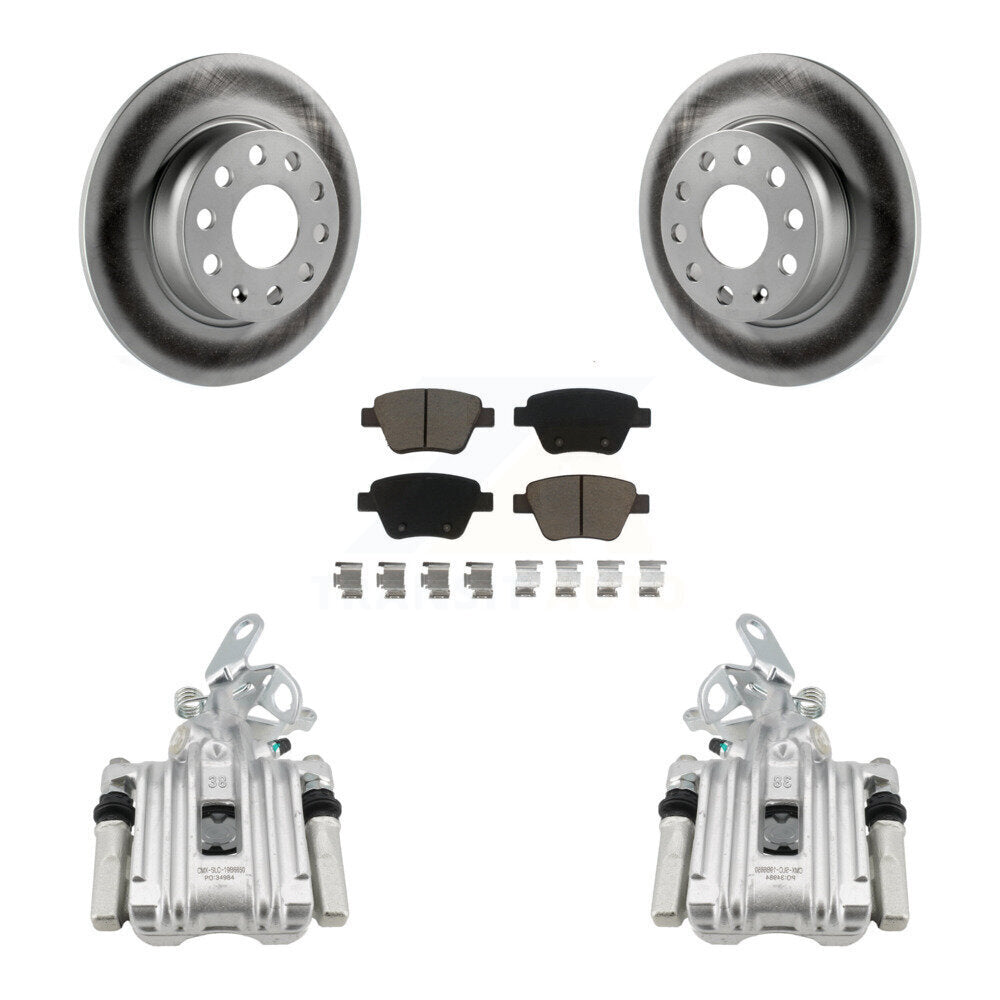 Rear Disc Brake Caliper Coat Rotors And Ceramic Pad Kit For Volkswagen Jetta Beetle Golf KCG-100232C