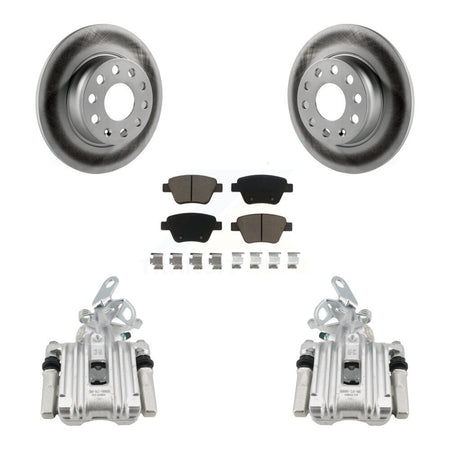 Rear Disc Brake Caliper Coat Rotors And Ceramic Pad Kit For Volkswagen Jetta Beetle Golf KCG-100232C