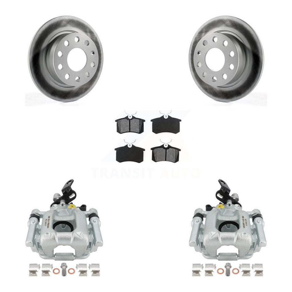 Rear Disc Brake Caliper Coated Rotors And Semi-Metallic Pads Kit For 2010 Audi A3 GAS engine With 253mm Diameter Rotor KCG-100233S by Transit Auto