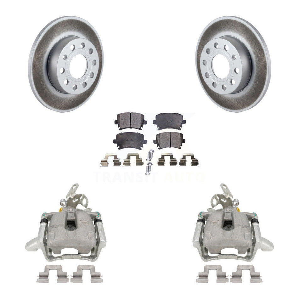 Rear Disc Brake Caliper Coated Rotors And Semi-Metallic Pads Kit For Volkswagen Jetta Rabbit KCG-100234P