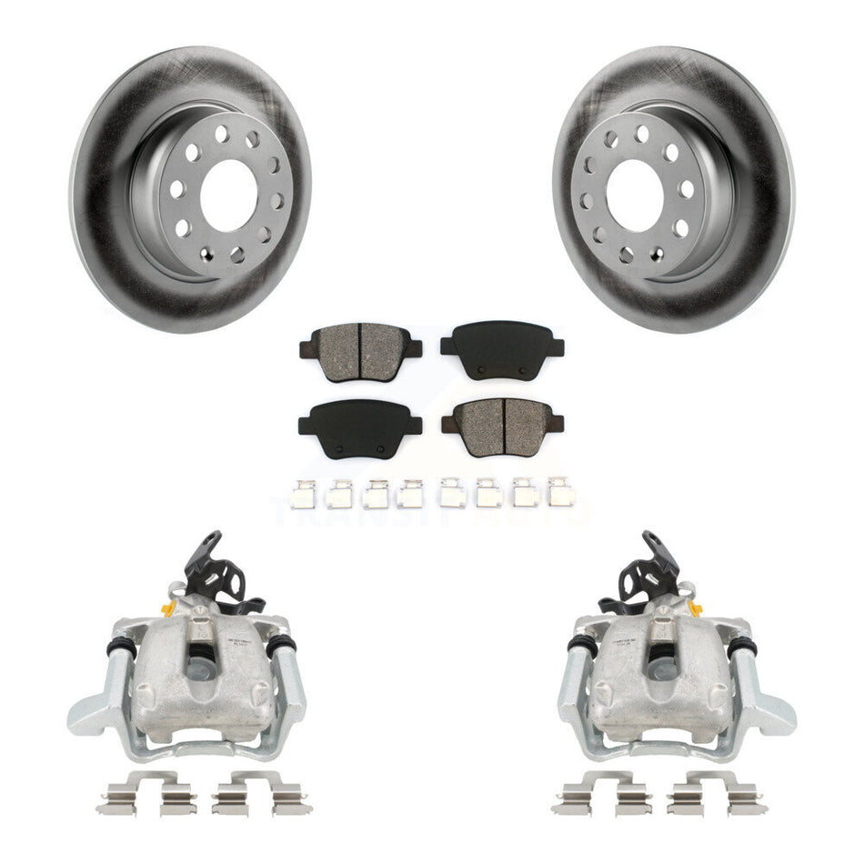 Rear Disc Brake Caliper Coated Rotors And Semi-Metallic Pads Kit For 2010 Volkswagen Jetta TDI Cup Edition with 2.0L DIESEL engine With 272mm Diameter Rotor KCG-100234S by Transit Auto