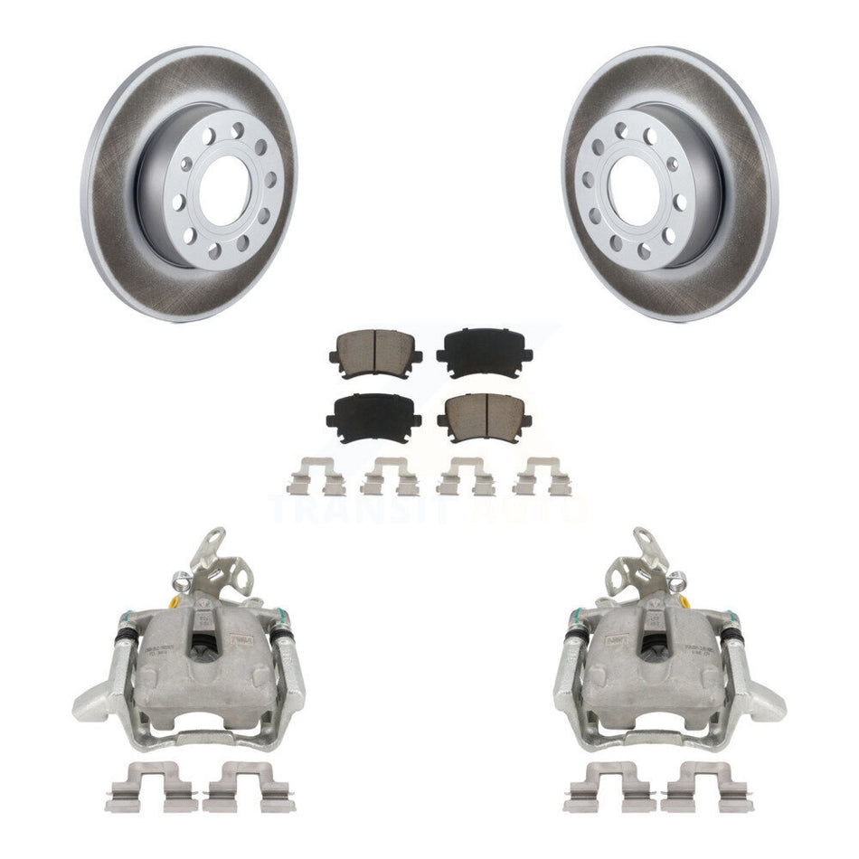 Rear Disc Brake Caliper Coated Rotors And Ceramic Pads Kit For Volkswagen Jetta Rabbit KCG-100235C